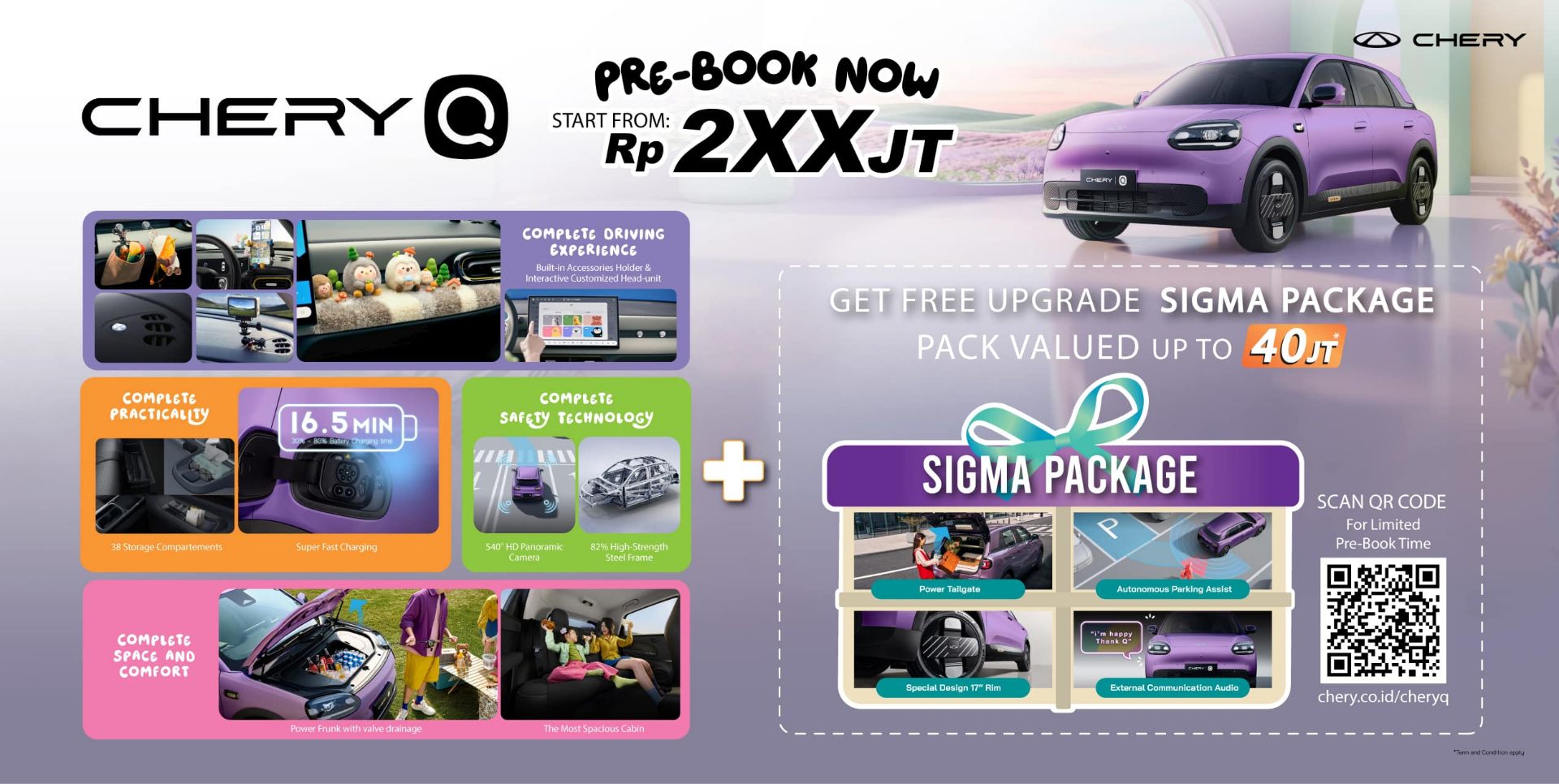 Promo Pre-Book CHERY Q — Free Upgrade Sigma Package senilai 40 Juta di Chery Avante Solo